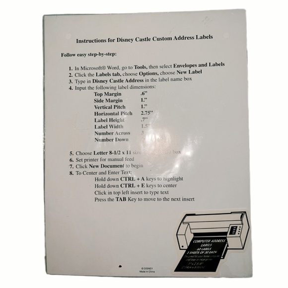 Disney 2006 Year of a Million Dreams 60 Count Printable Address Labels NIP - Picture 3 of 3